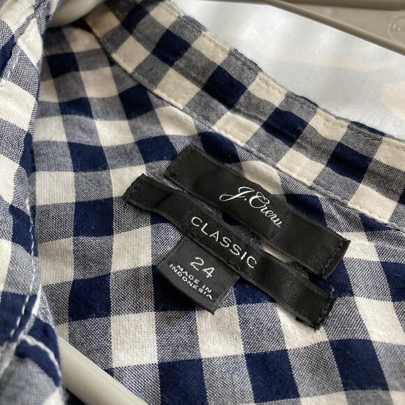 J Crew Womens Gingham Print Classic Shirt Size 24 Preppy Coastal Career Timeless - Picture 5 of 11